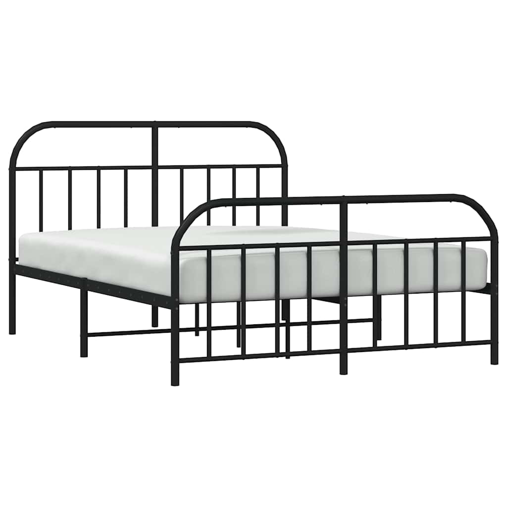 sengeramme med sengegavl og fodgærde 135x190 cm metal sort