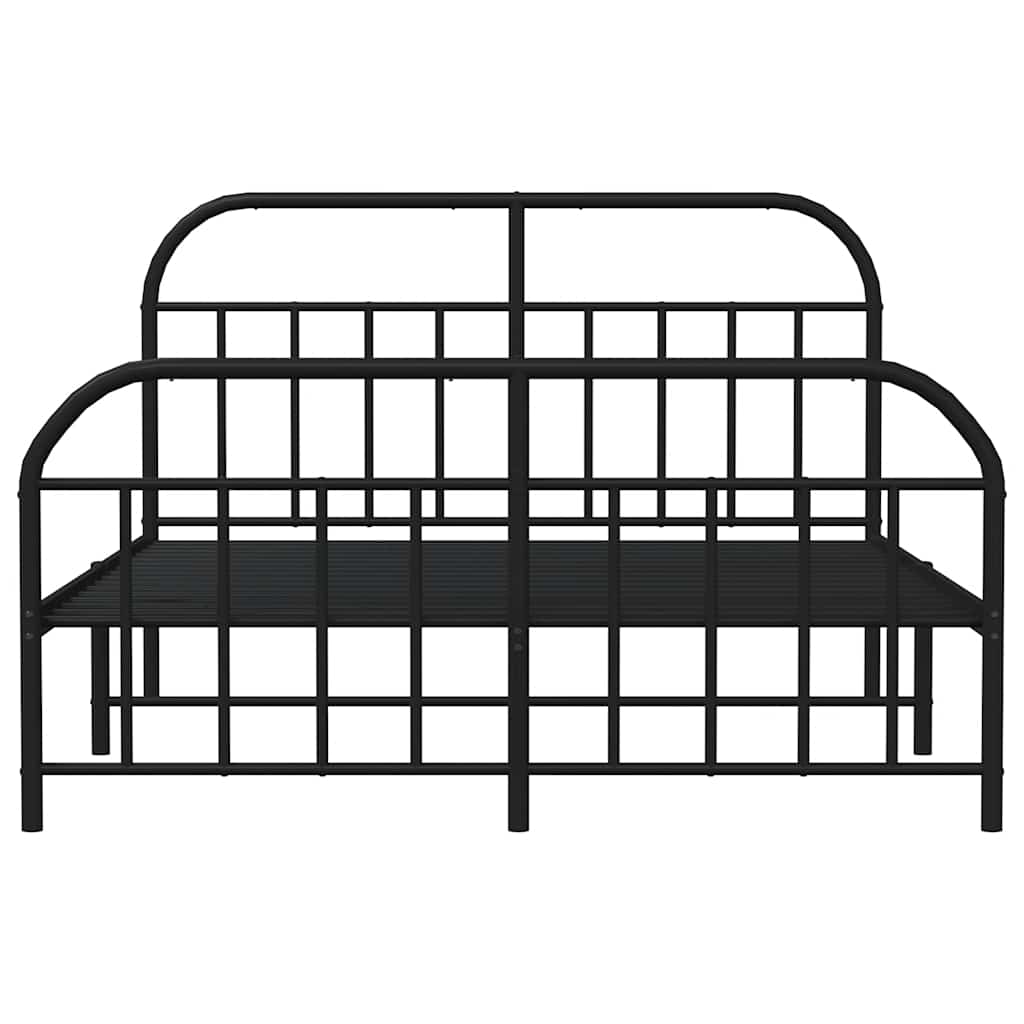 sengeramme med sengegavl og fodgærde 135x190 cm metal sort