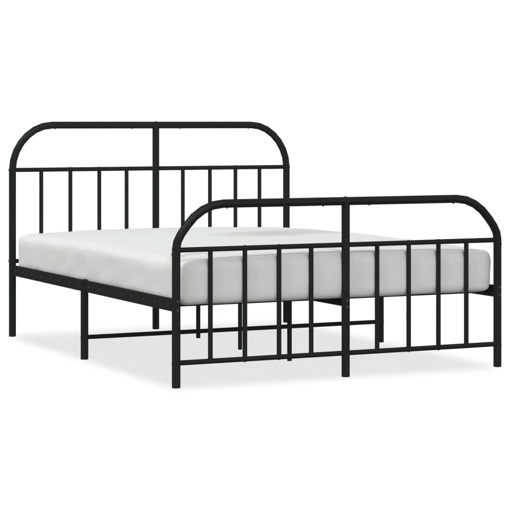 sengeramme med sengegavl og fodgærde 140x190 cm metal sort