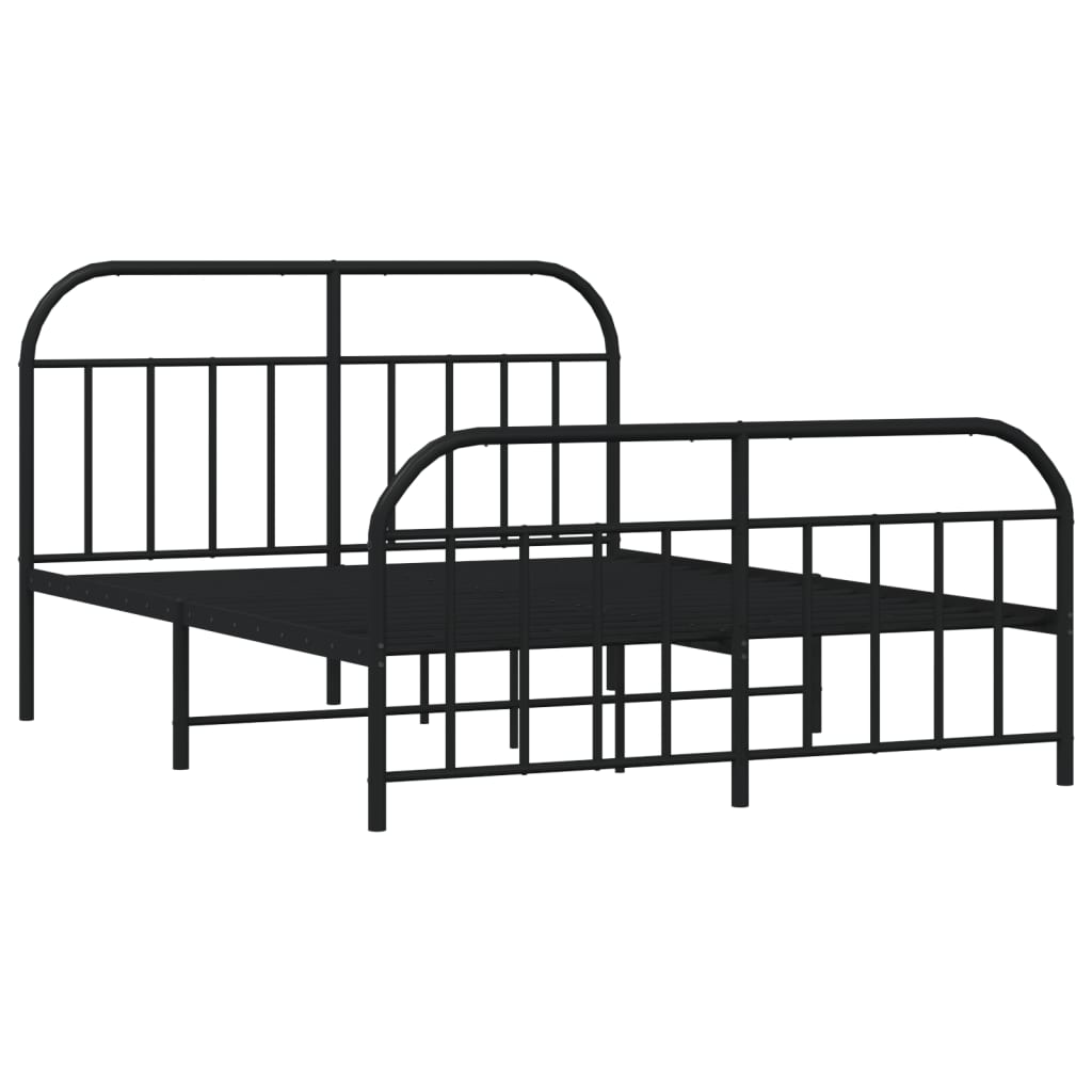 sengeramme med sengegavl og fodgærde 140x190 cm metal sort