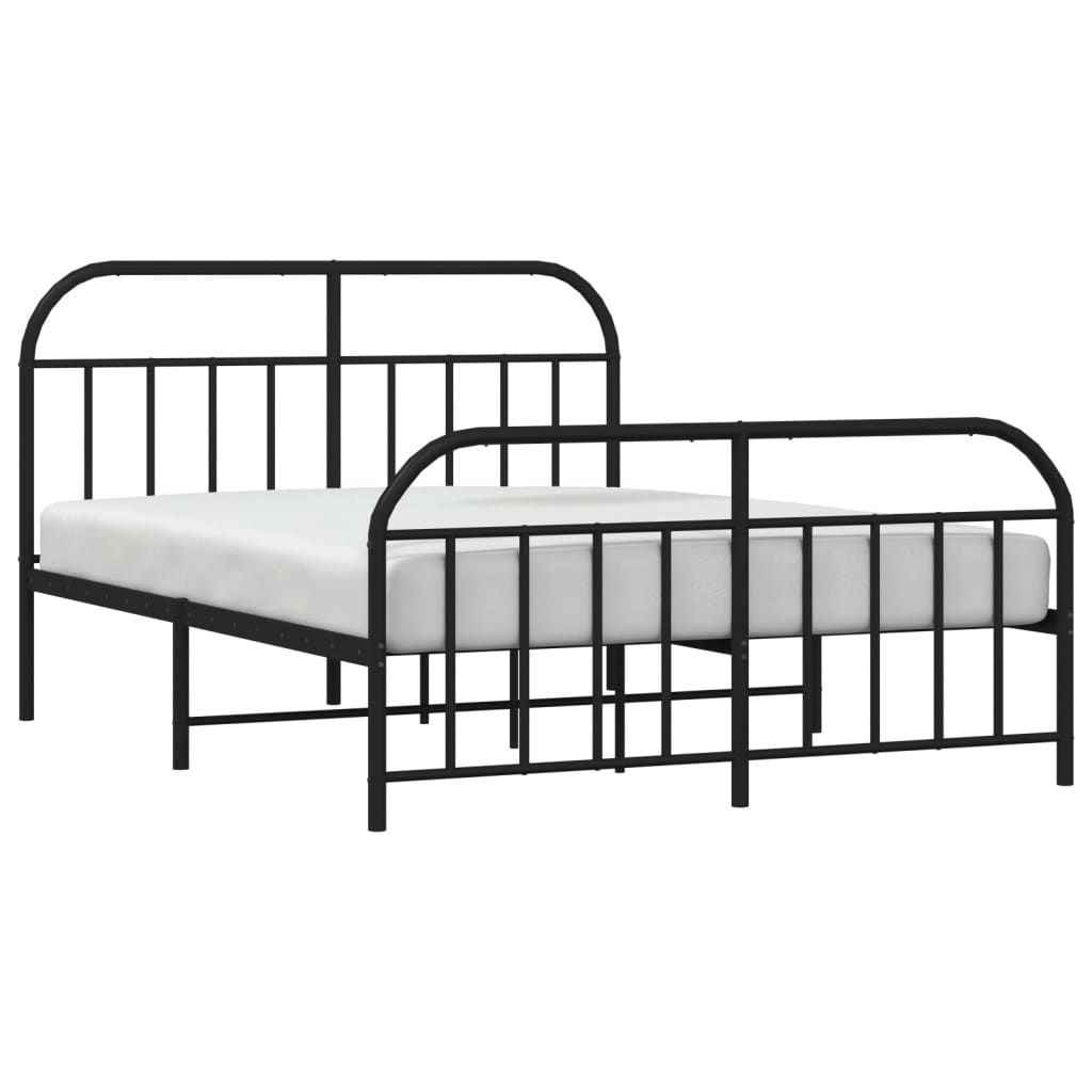 sengeramme med sengegavl og fodgærde 140x190 cm metal sort