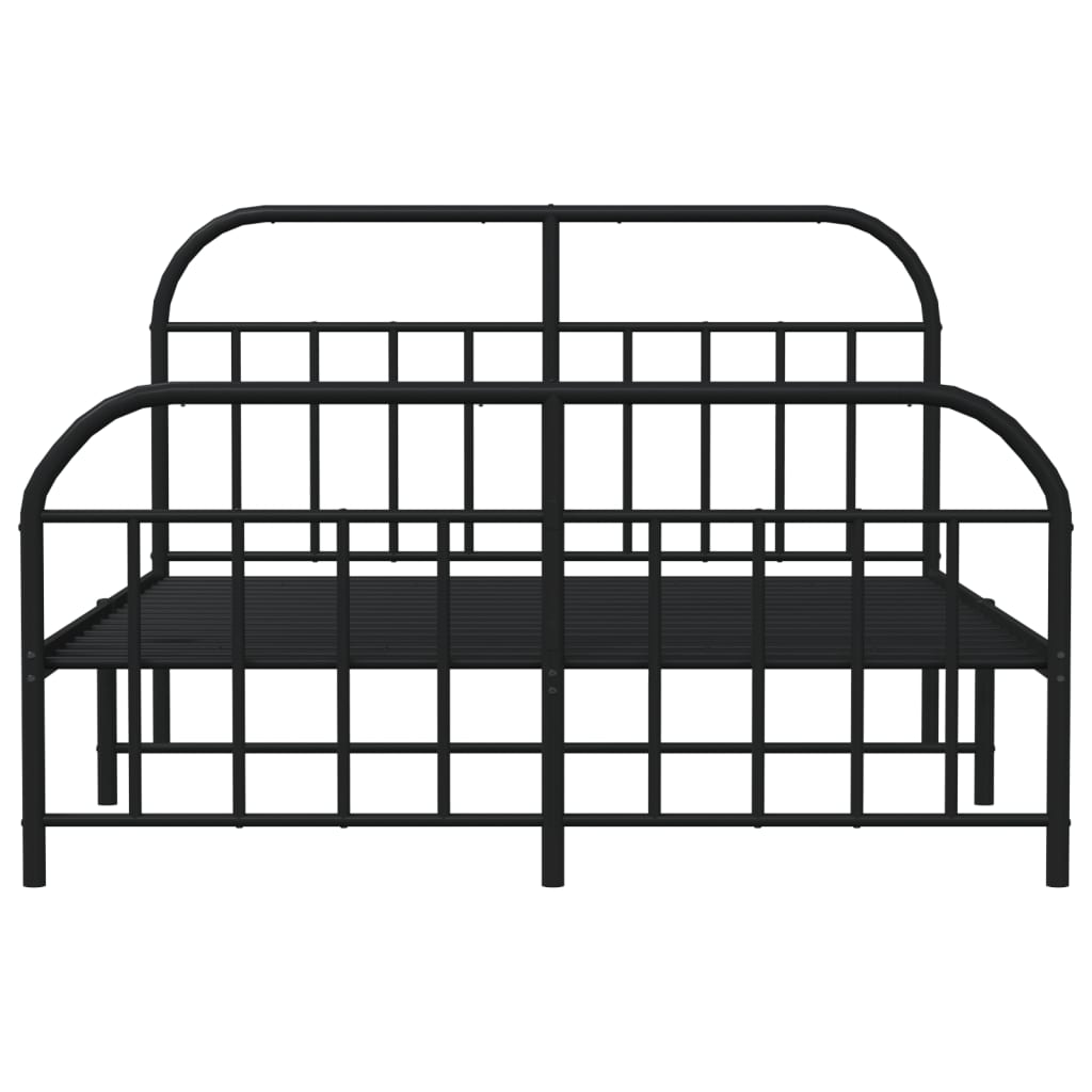 sengeramme med sengegavl og fodgærde 140x190 cm metal sort
