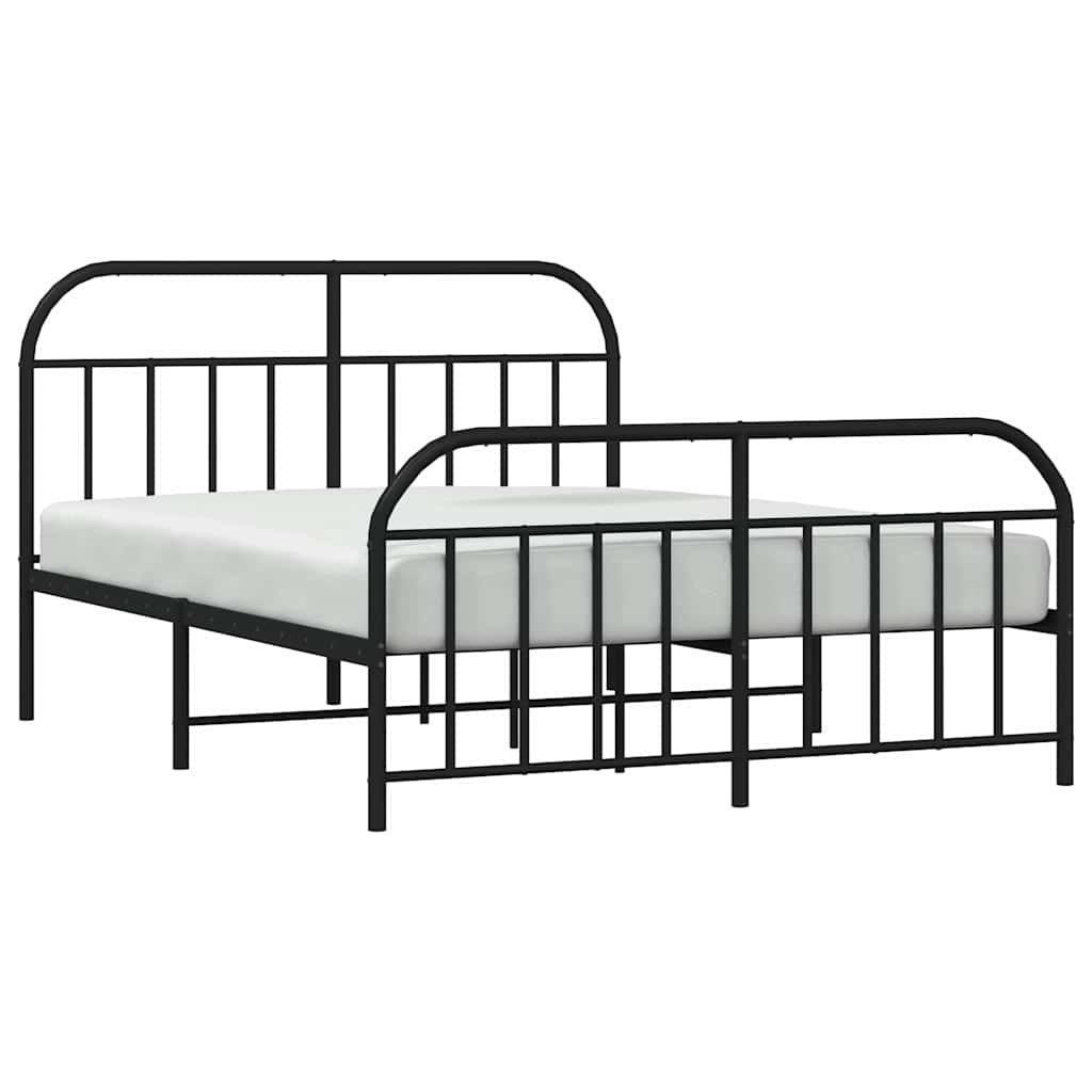 sengeramme med sengegavl og fodgærde 150x200 cm metal sort
