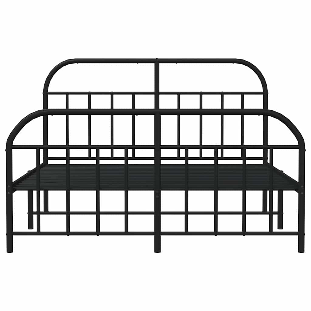 sengeramme med sengegavl og fodgærde 150x200 cm metal sort