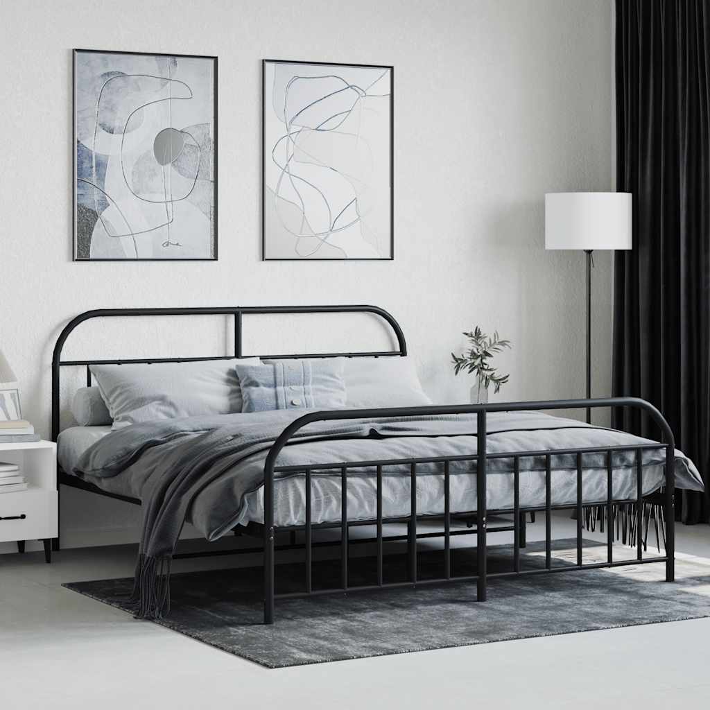sengeramme uden madras med fodgærde 180x200 cm sort