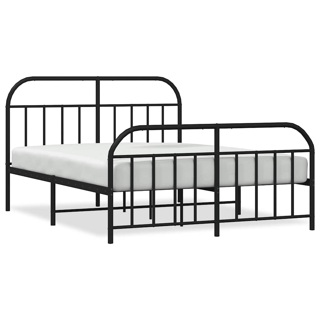 sengeramme med sengegavl og fodgærde 183x213 cm metal sort
