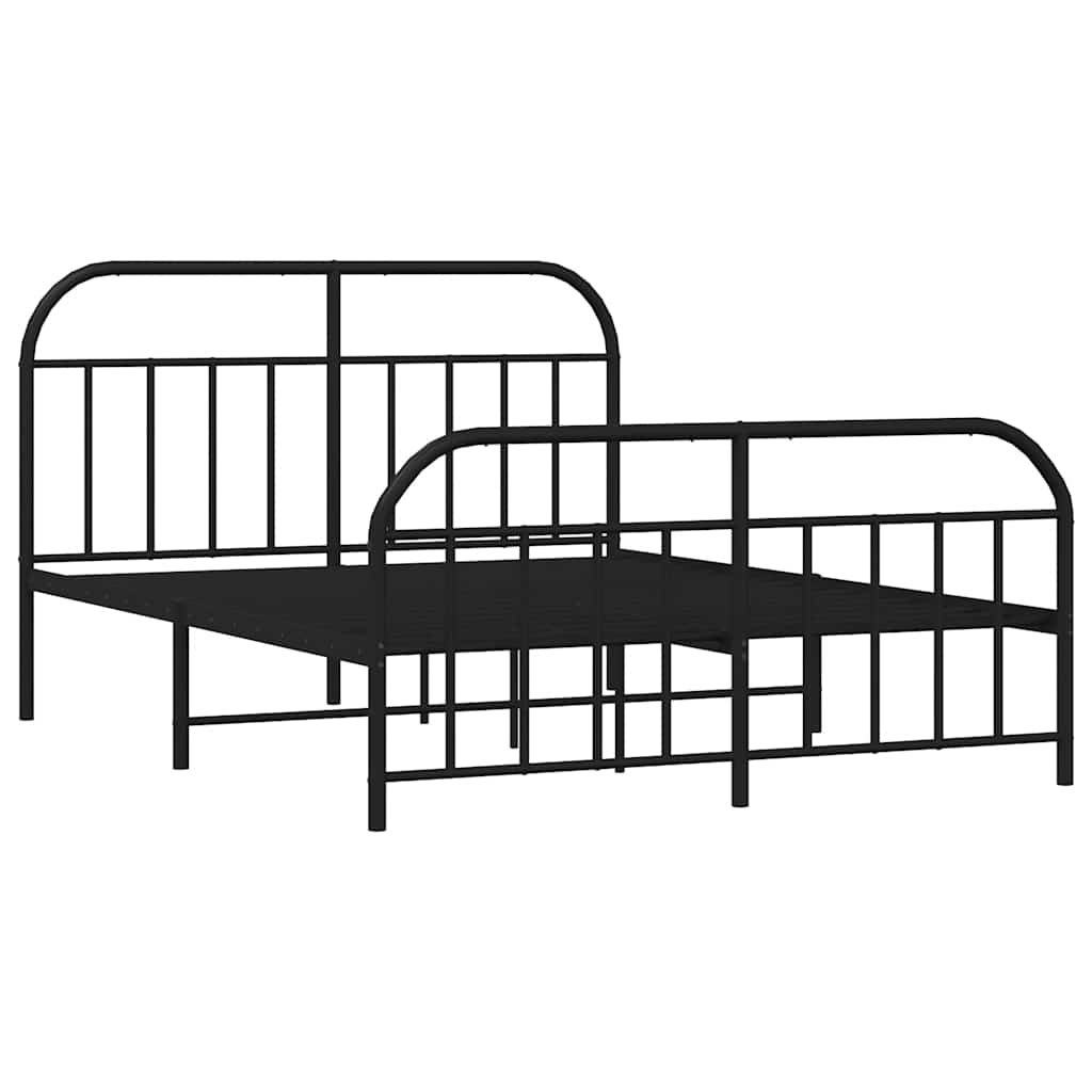 sengeramme med sengegavl og fodgærde 183x213 cm metal sort