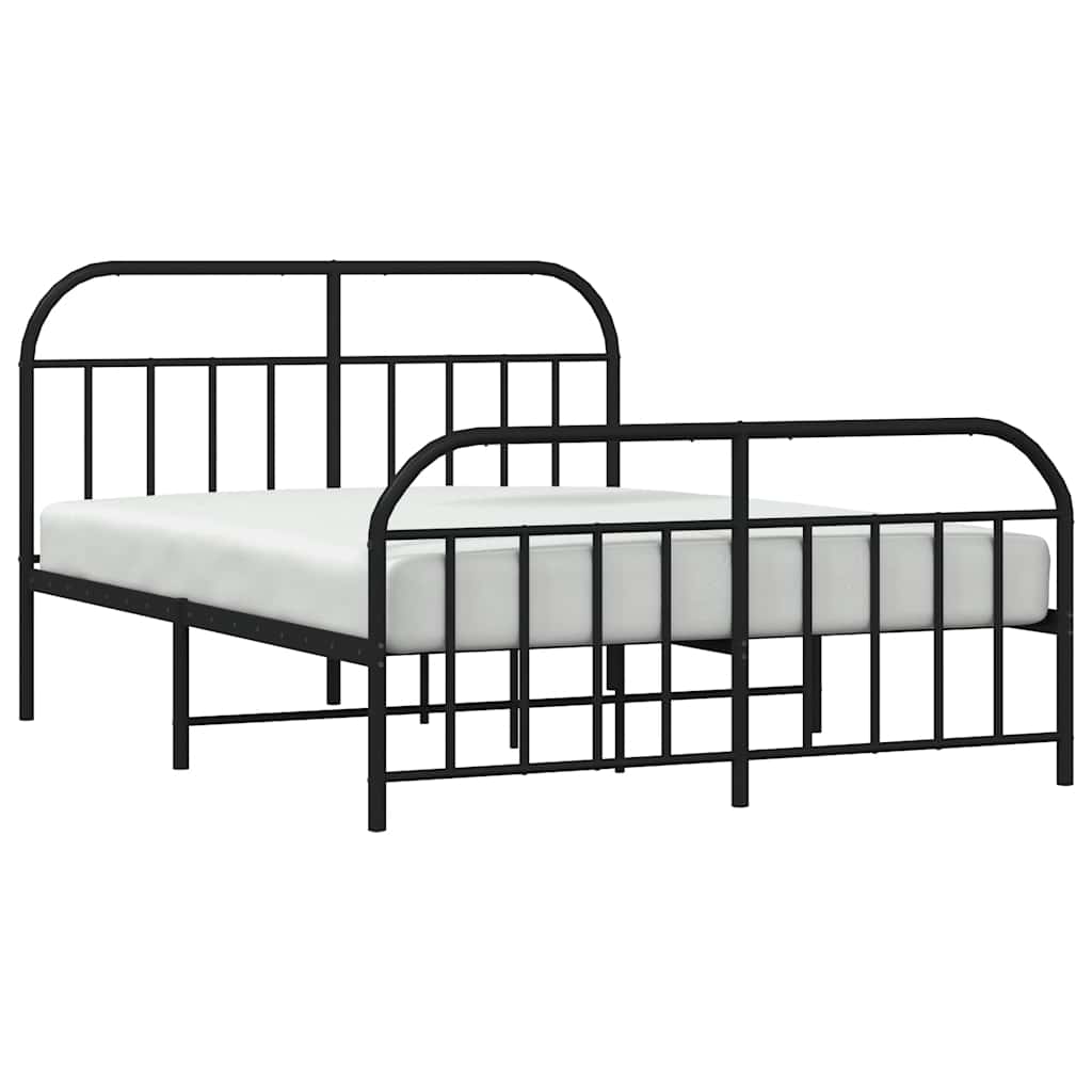 sengeramme med sengegavl og fodgærde 183x213 cm metal sort