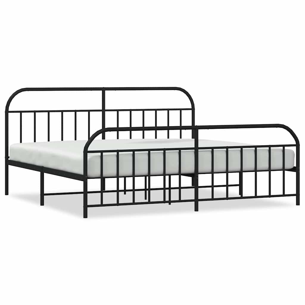sengeramme med sengegavl og fodgærde 193x203 cm metal sort