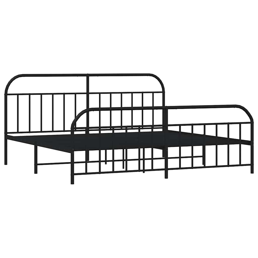 sengeramme med sengegavl og fodgærde 193x203 cm metal sort