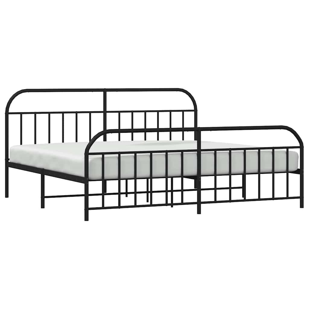 sengeramme med sengegavl og fodgærde 193x203 cm metal sort