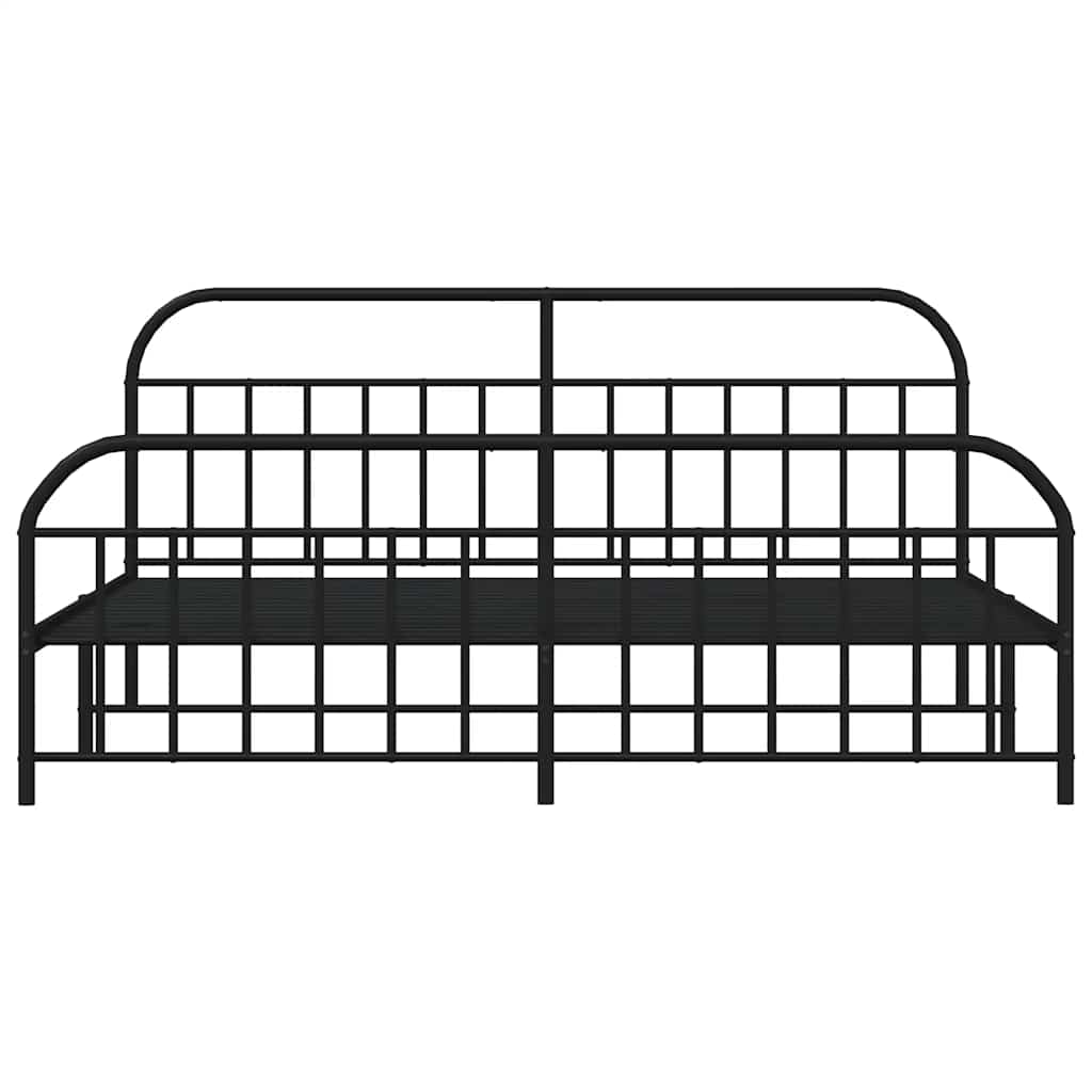 sengeramme med sengegavl og fodgærde 193x203 cm metal sort