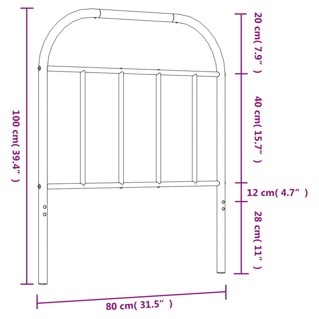udskiftningsgavl 75 cm metal sort