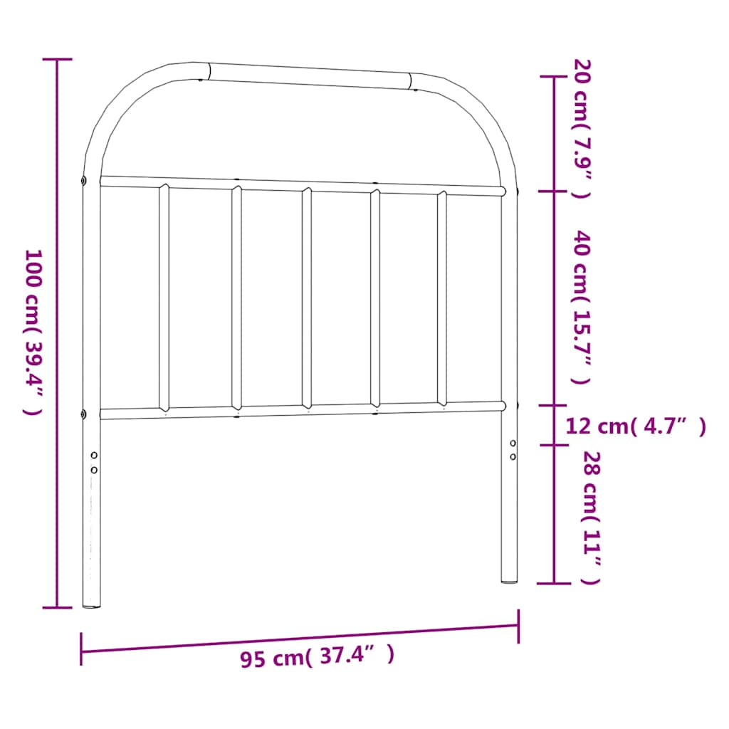 udskiftningsgavl 90 cm metal sort