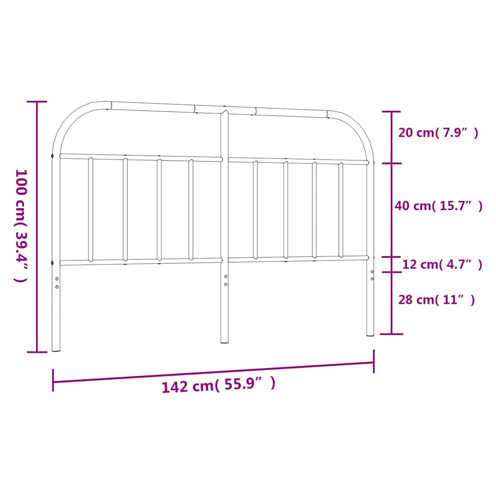 udskiftningsgavl 135 cm metal sort