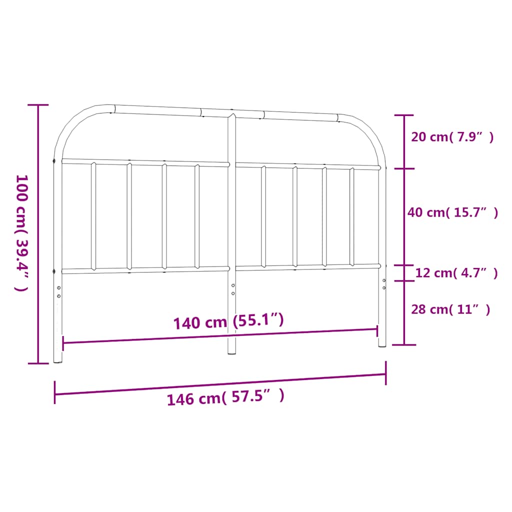udskiftningsgavl 140 cm metal sort