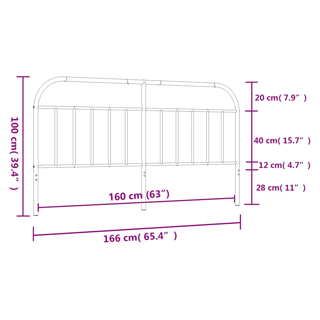 udskiftningsgavl 160 cm metal sort