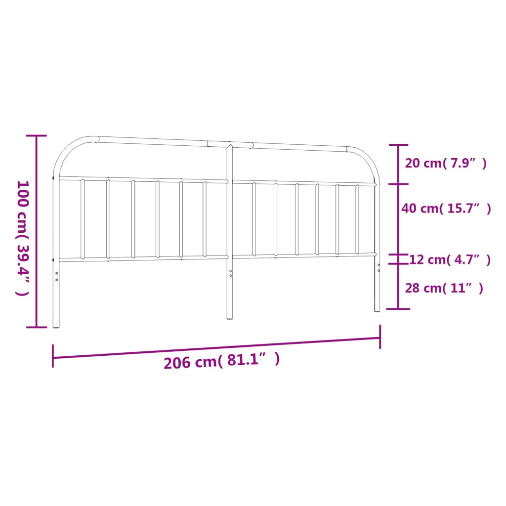 udskiftningsgavl 200 cm metal sort