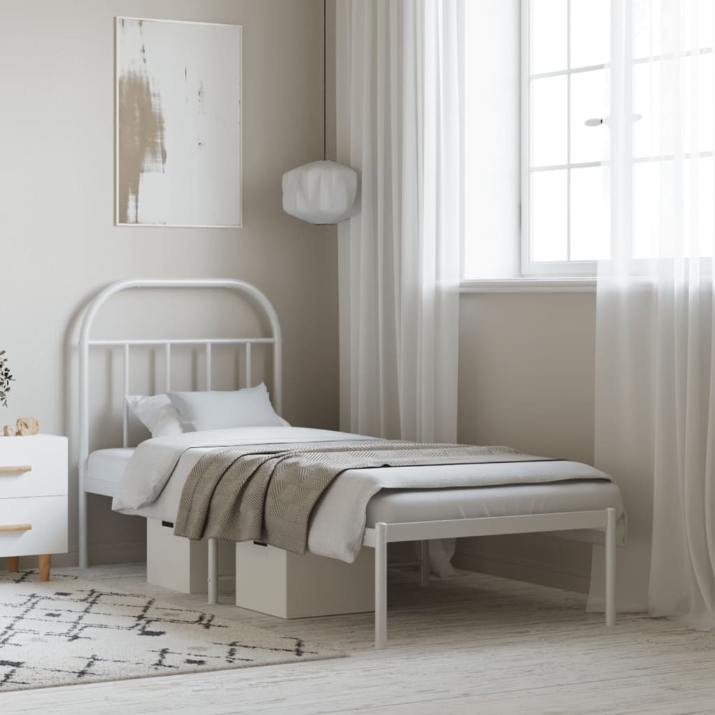 sengeramme uden madras med hovedgærde 75x190 cm hvid
