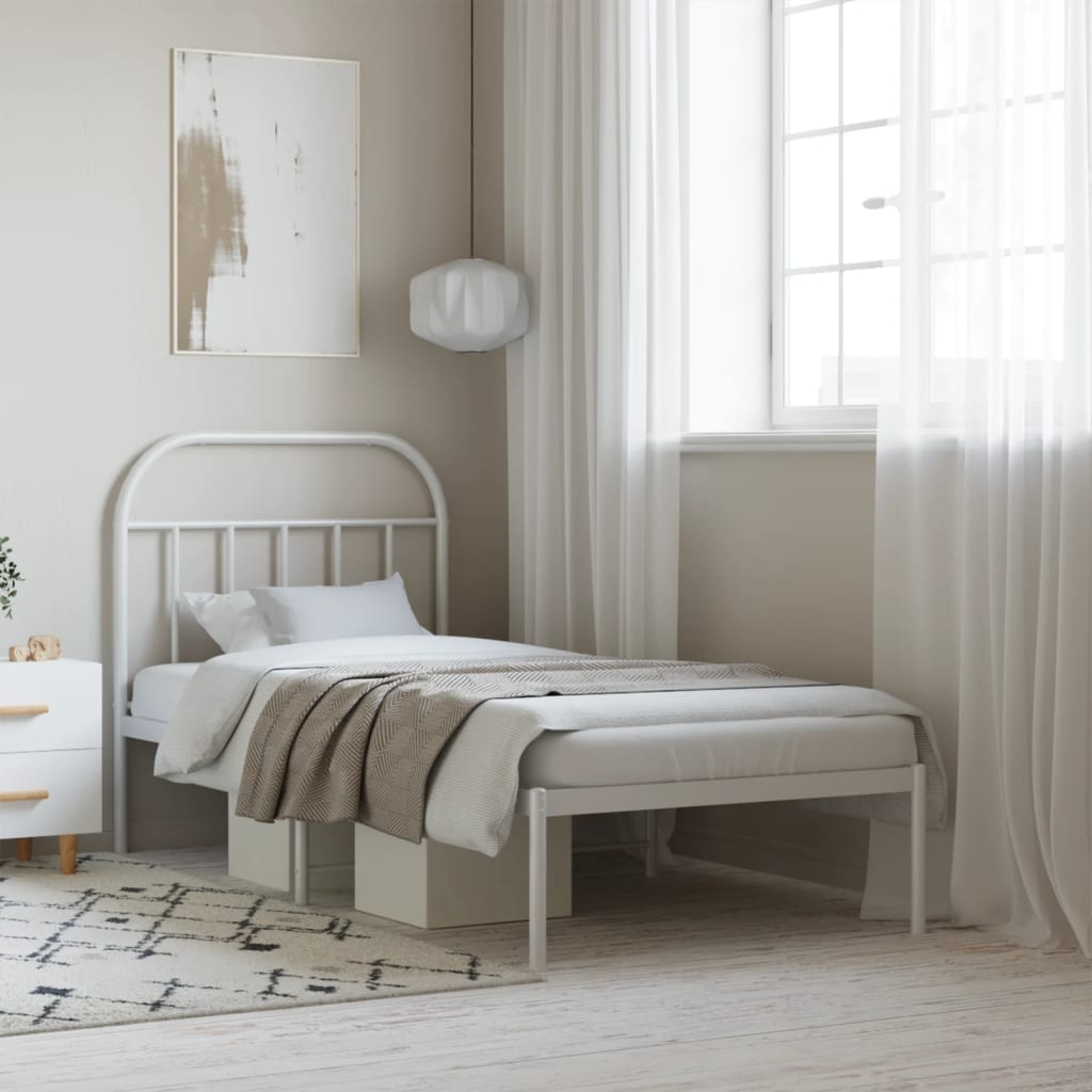 sengeramme med sengegavl 90x190 cm metal hvid
