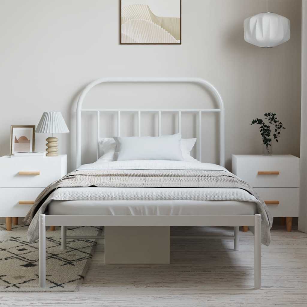 sengeramme med sengegavl 100x200 cm metal hvid
