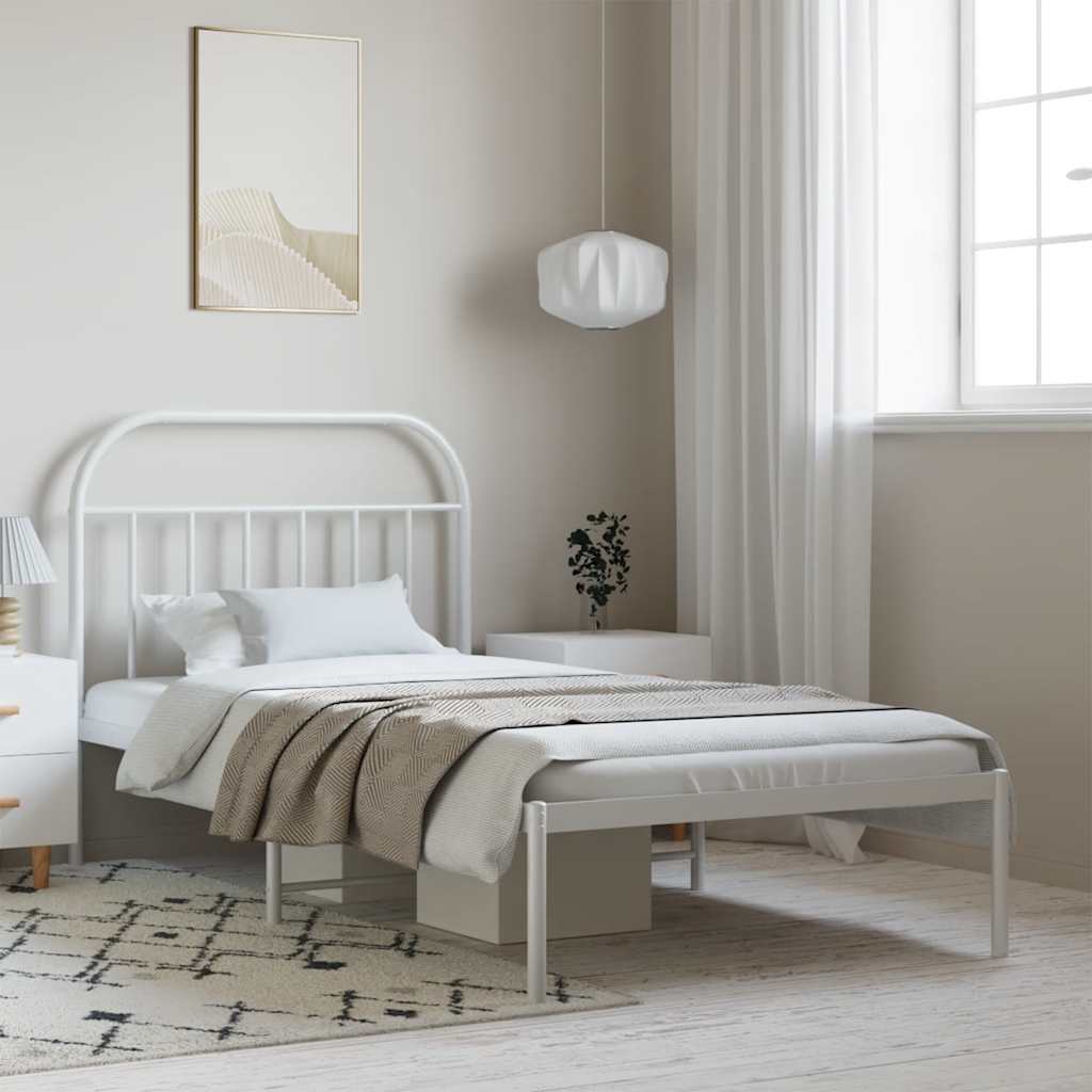 sengeramme med sengegavl 100x200 cm metal hvid