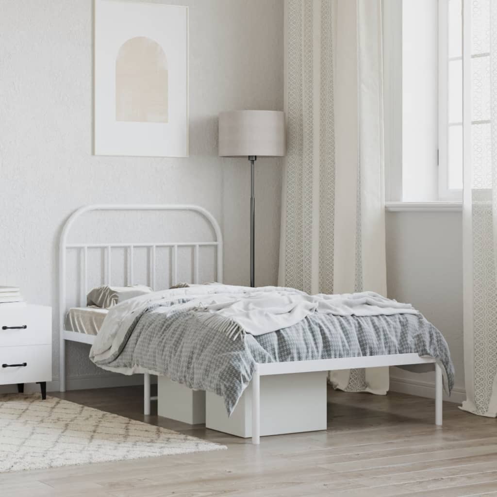 sengeramme med sengegavl 107x203 cm metal hvid