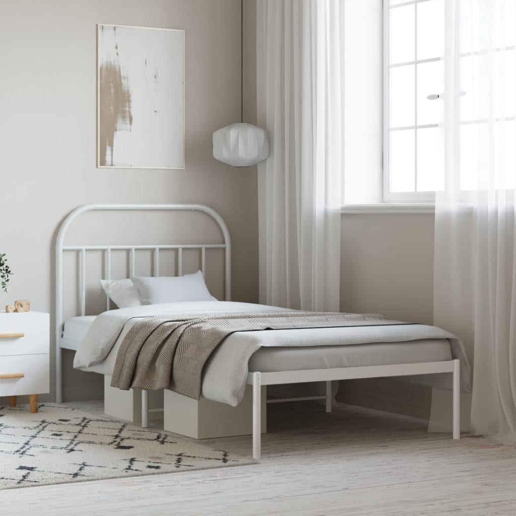 sengeramme med sengegavl 107x203 cm metal hvid