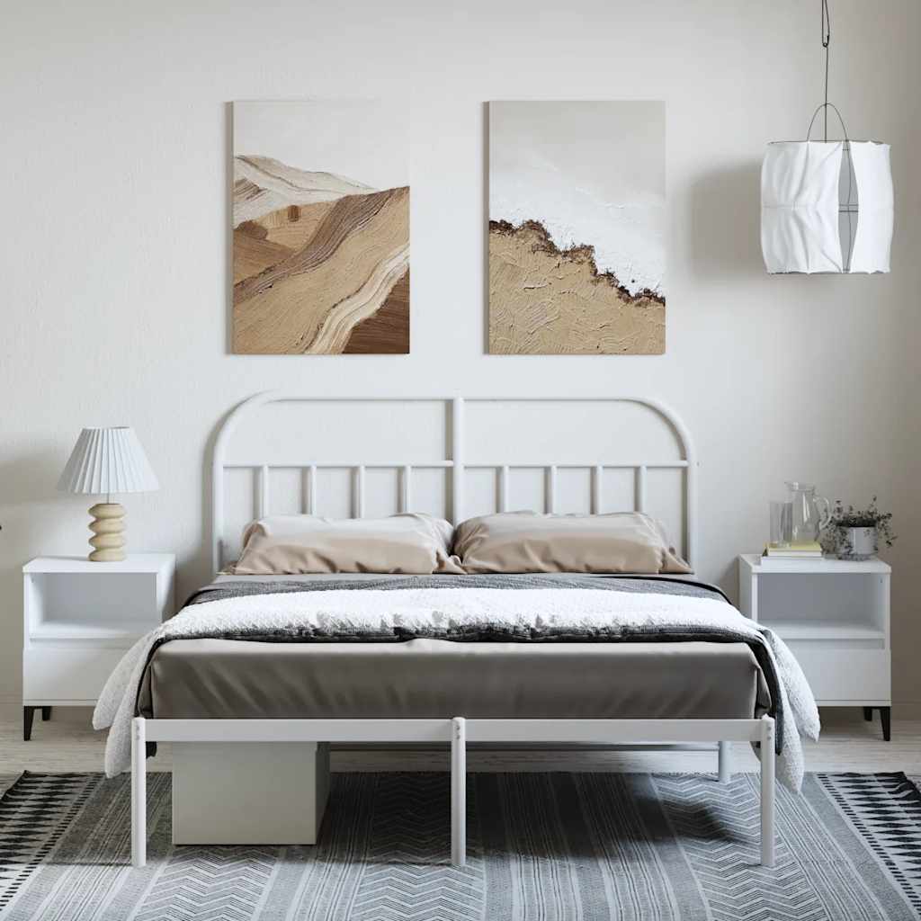 sengeramme med sengegavl 135x190 cm metal hvid