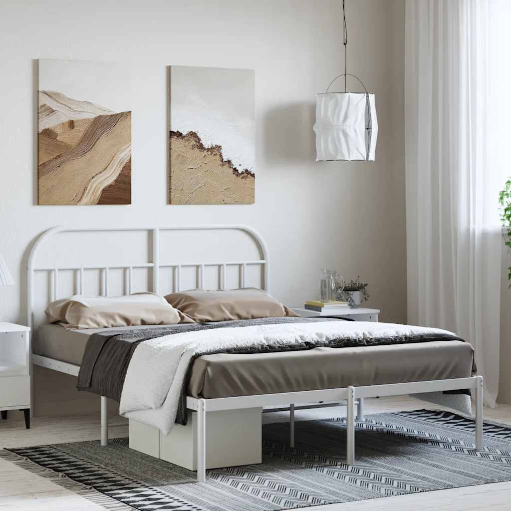 sengeramme med sengegavl 135x190 cm metal hvid