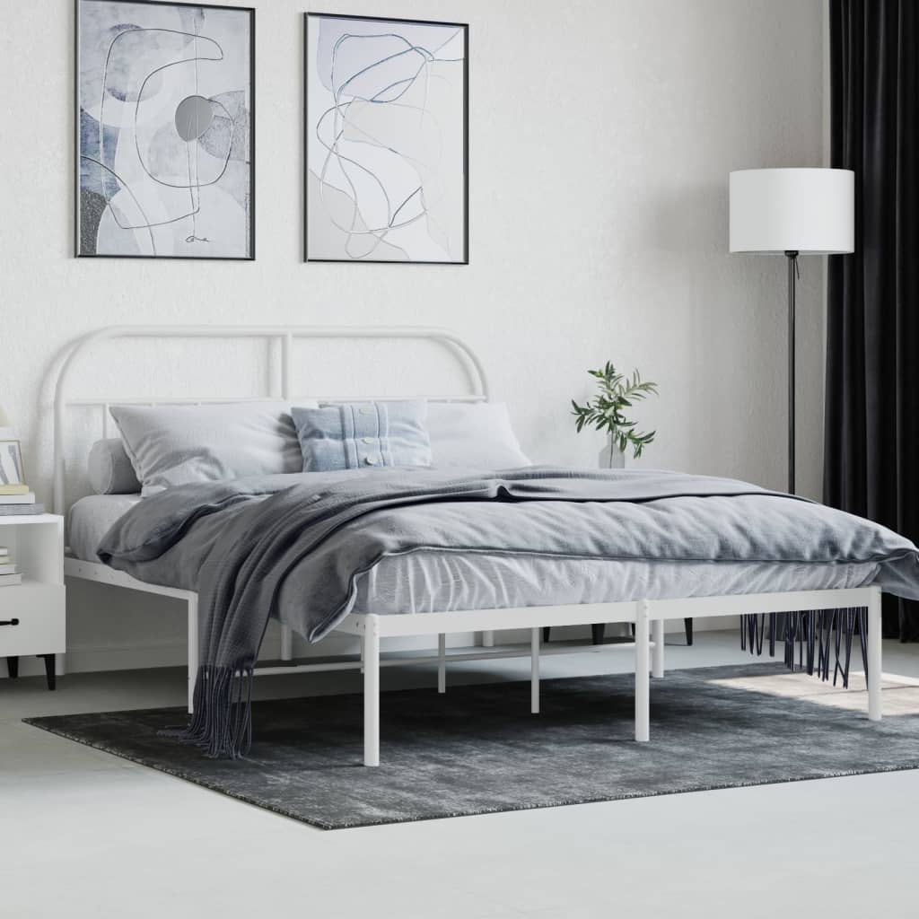 sengeramme med sengegavl 140x190 cm metal hvid