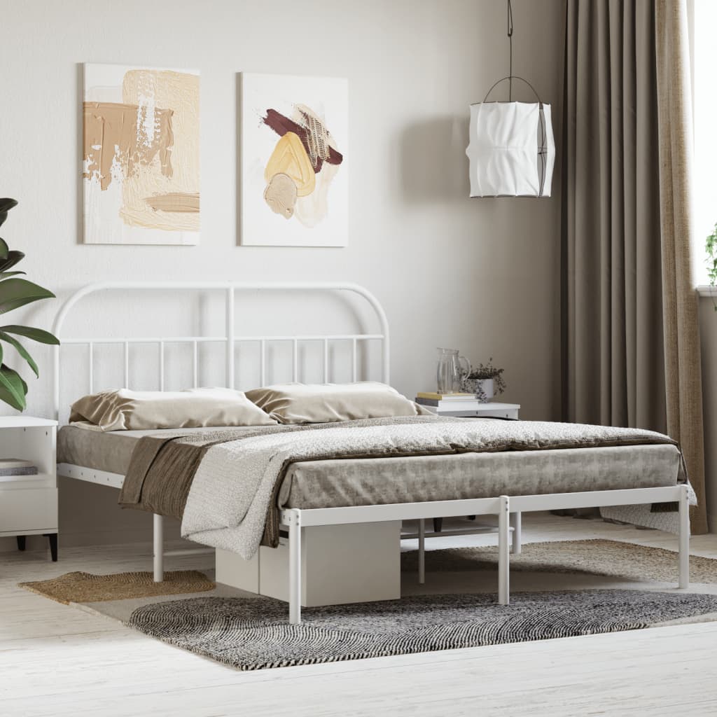 sengeramme med sengegavl 140x190 cm metal hvid