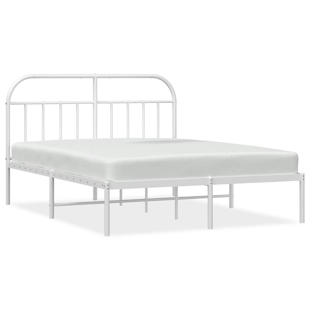 sengeramme med sengegavl 150x200 cm metal hvid