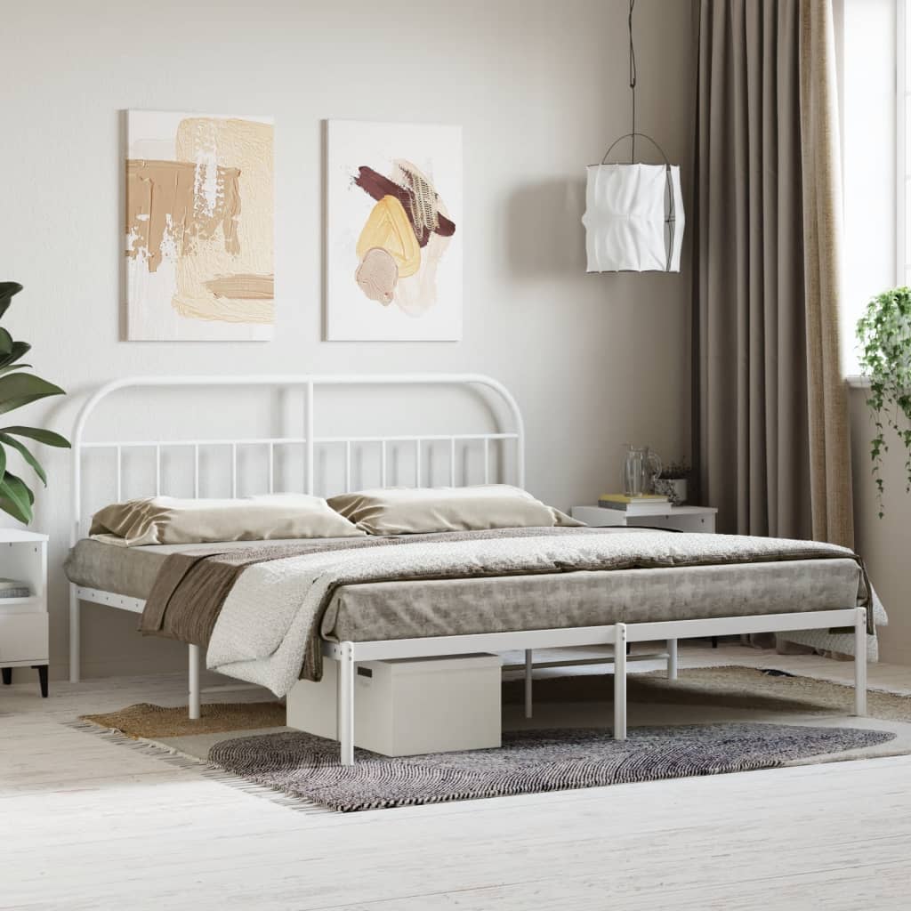 sengeramme med sengegavl 180x200 cm metal hvid