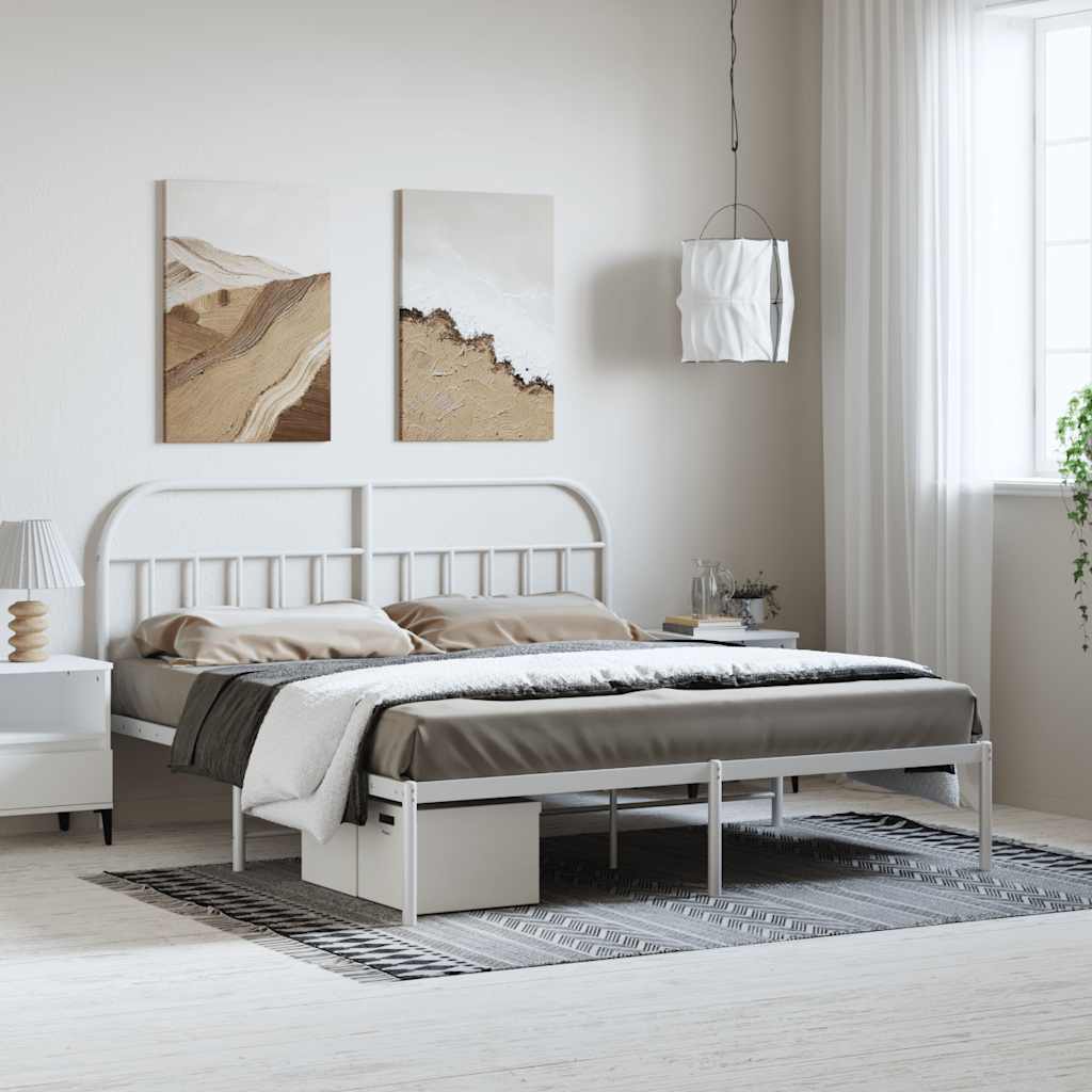sengeramme med sengegavl 183x213 cm metal hvid