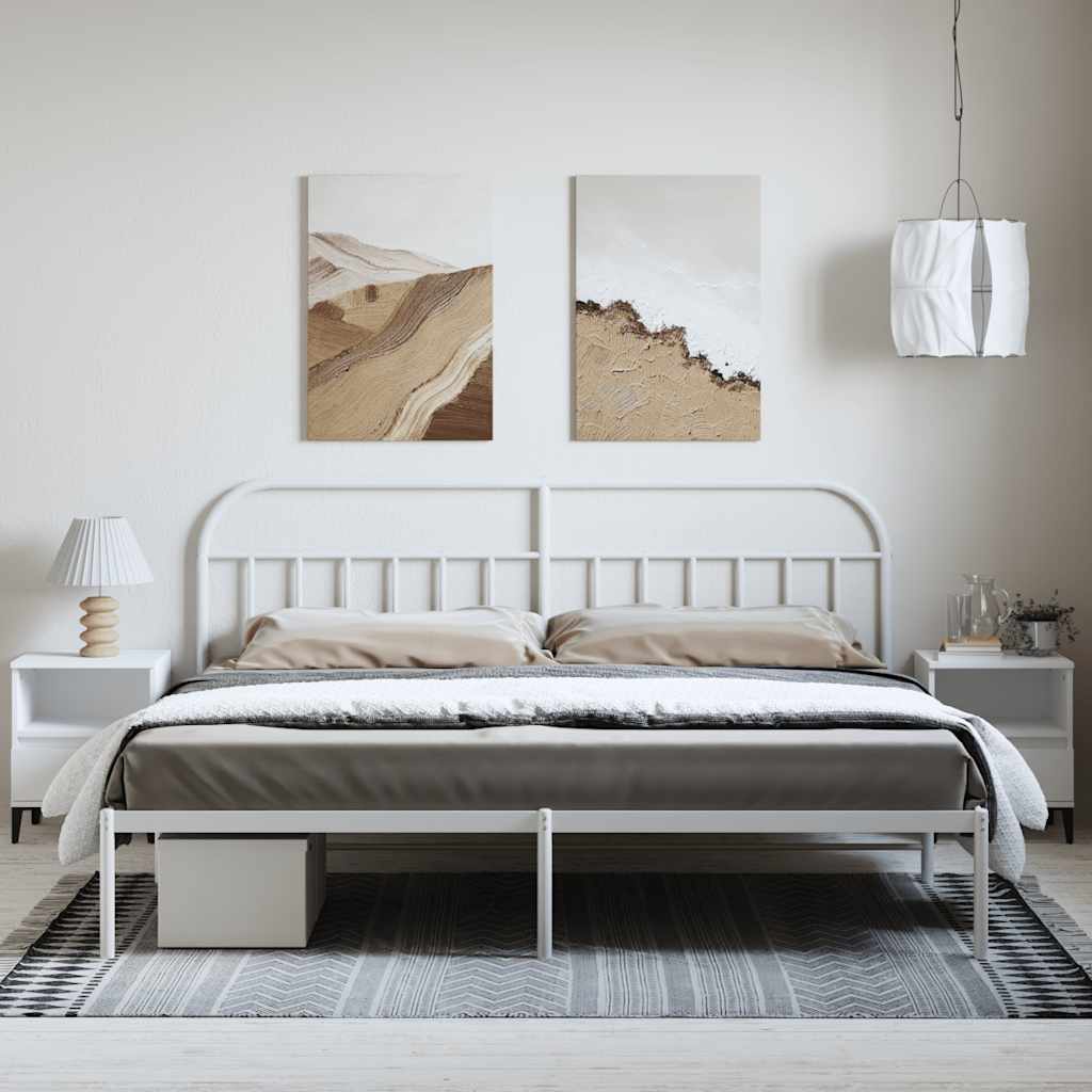 sengeramme med sengegavl 193x203 cm metal hvid