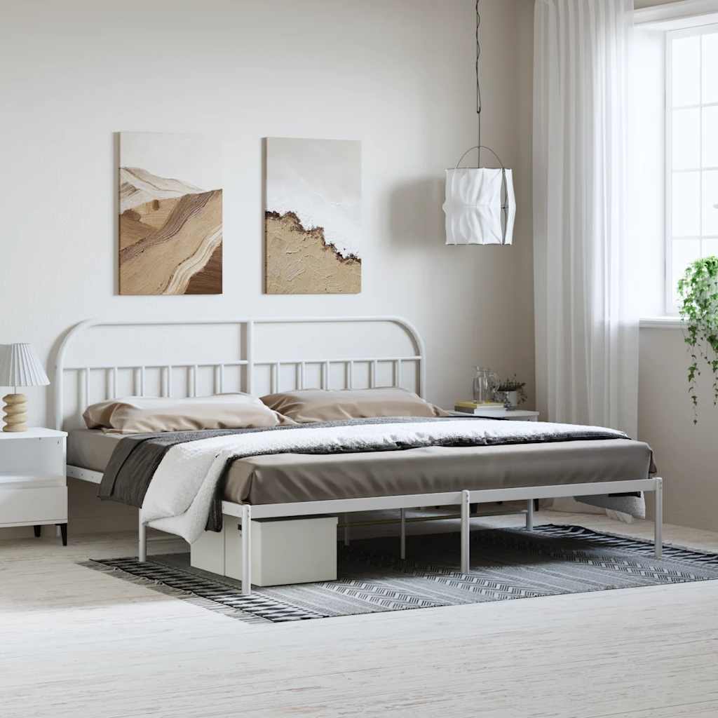 sengeramme med sengegavl 193x203 cm metal hvid
