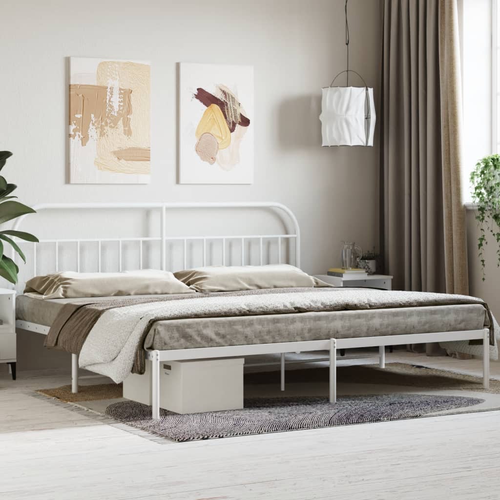 sengeramme med sengegavl 200x200 cm metal hvid
