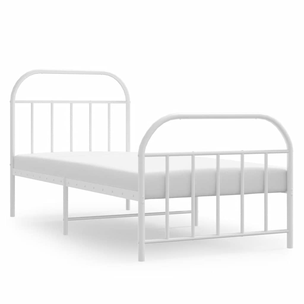 sengeramme med sengegavl og fodgærde 90x190 cm metal hvid