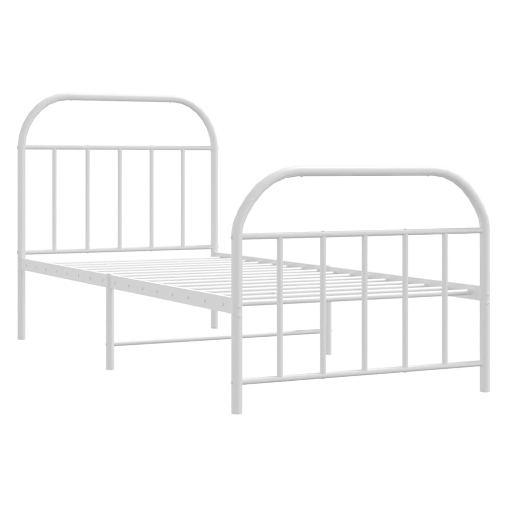 sengeramme med sengegavl og fodgærde 90x190 cm metal hvid