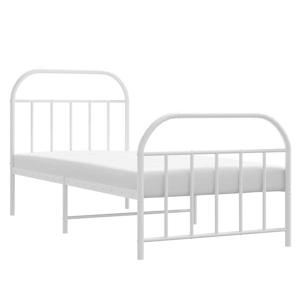 sengeramme med sengegavl og fodgærde 90x190 cm metal hvid
