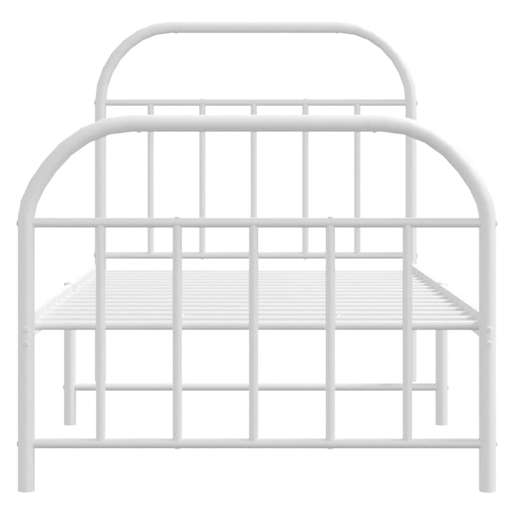 sengeramme med sengegavl og fodgærde 90x190 cm metal hvid