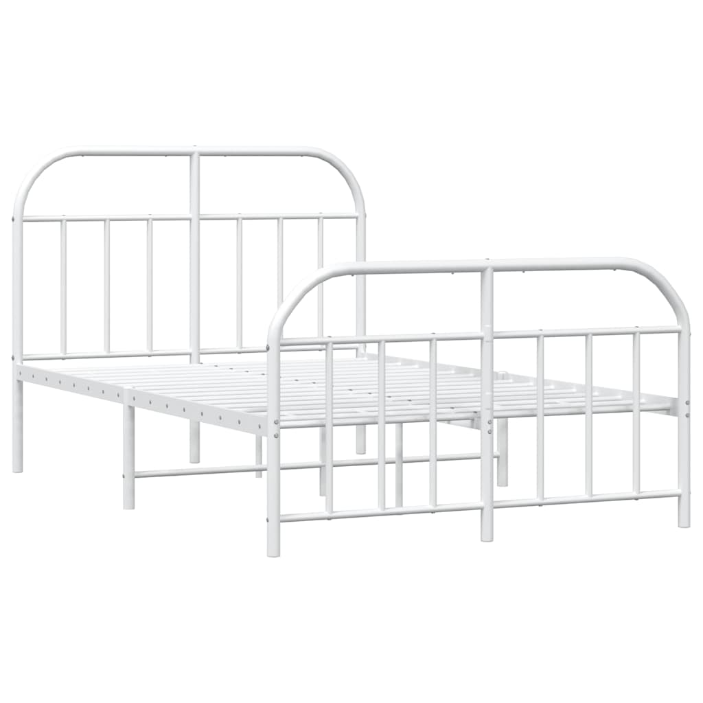 sengeramme med sengegavl og fodgærde 120x190 cm metal hvid