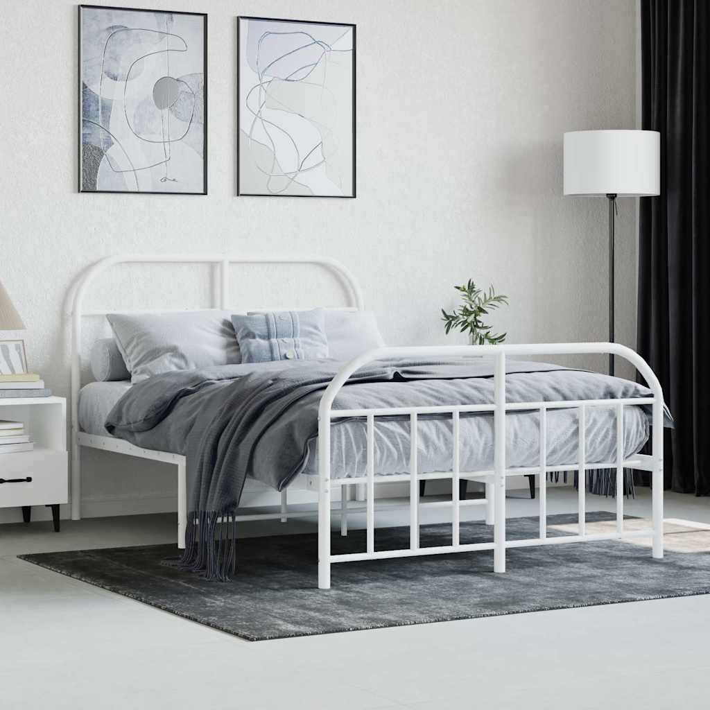 sengeramme med sengegavl og fodgærde 120x190 cm metal hvid