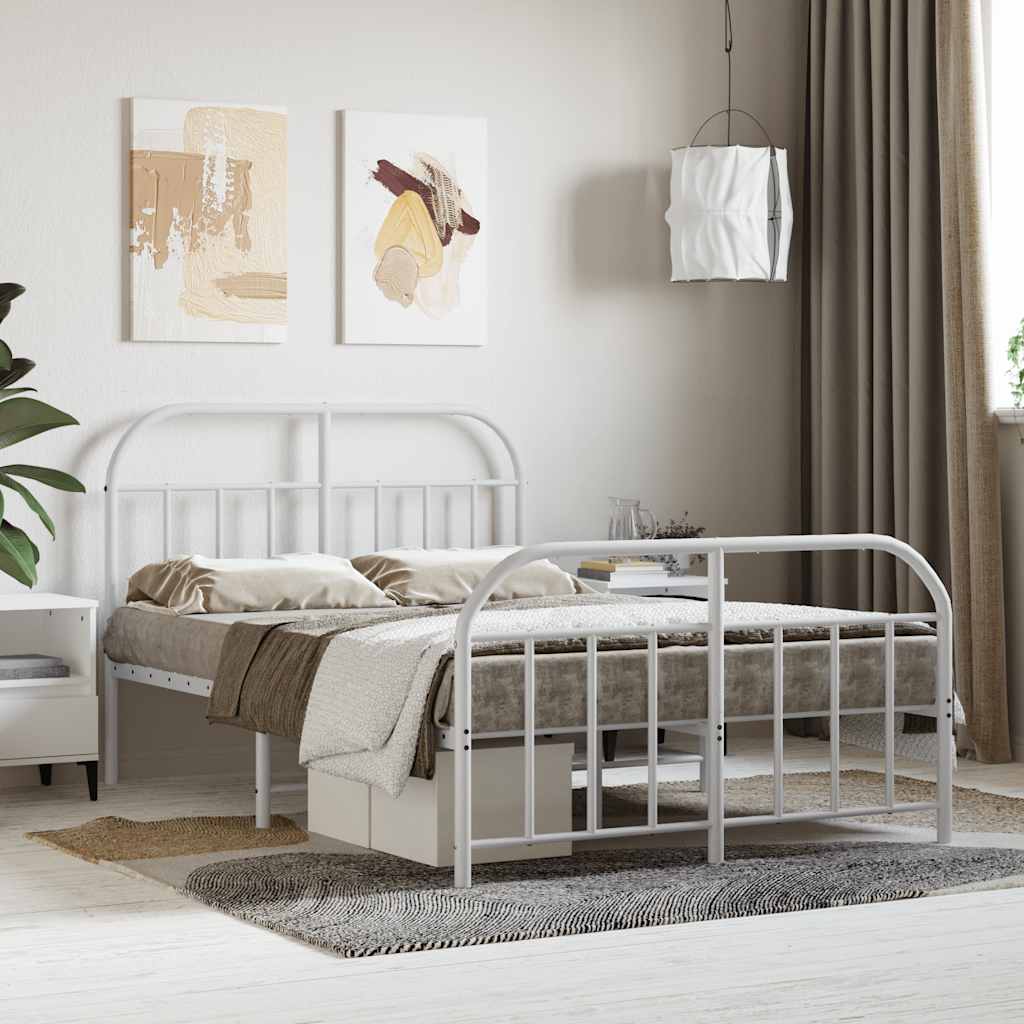 sengeramme med sengegavl og fodgærde 120x190 cm metal hvid