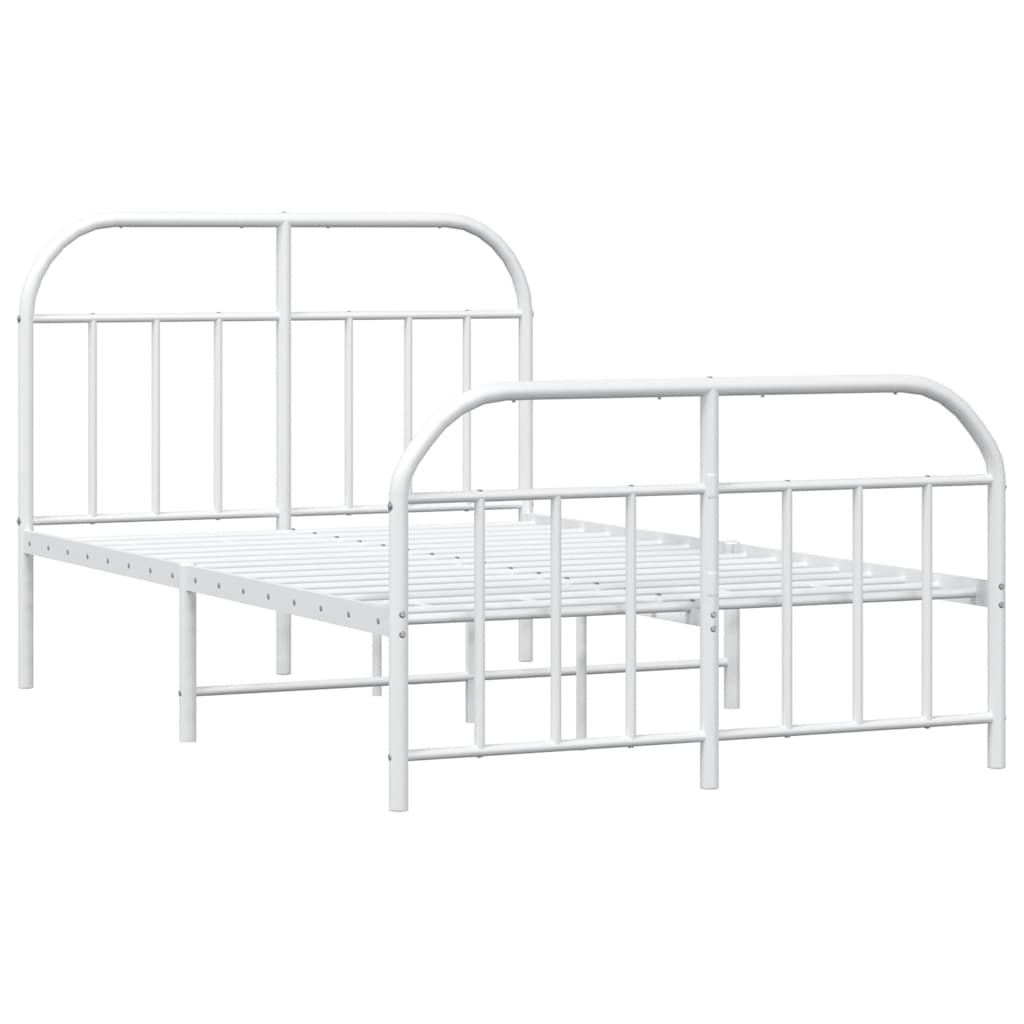 sengeramme med sengegavl og fodgærde 120x200 cm metal hvid