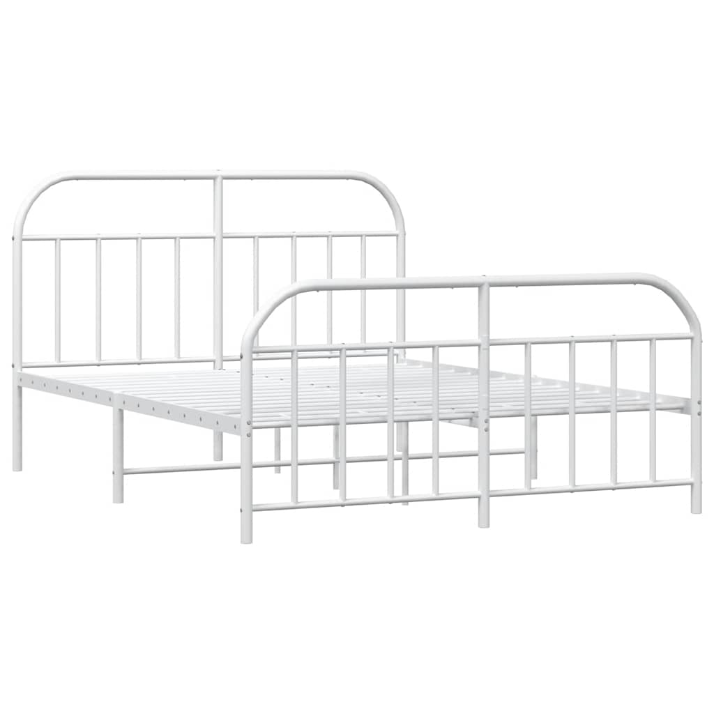 sengeramme med sengegavl og fodgærde 135x190 cm metal hvid