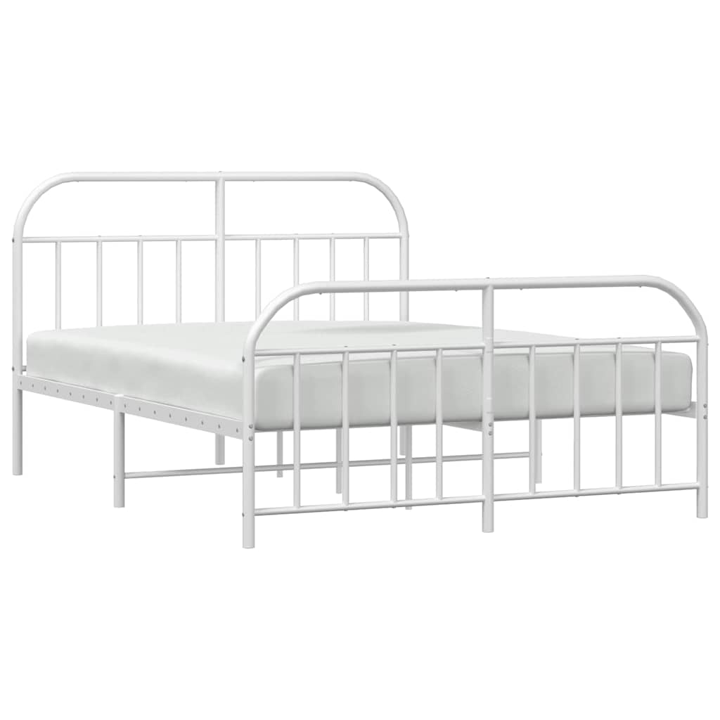sengeramme med sengegavl og fodgærde 135x190 cm metal hvid