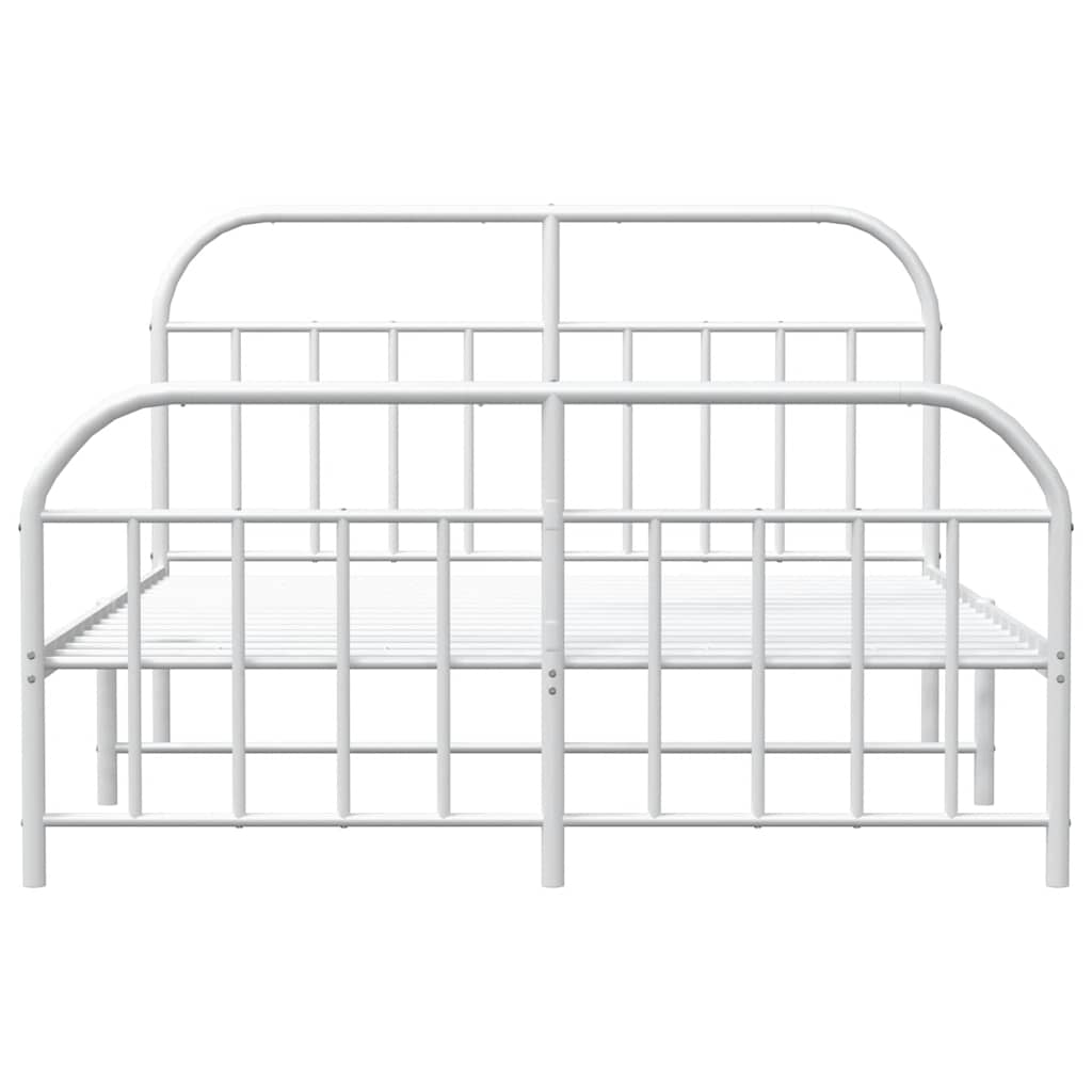 sengeramme med sengegavl og fodgærde 135x190 cm metal hvid