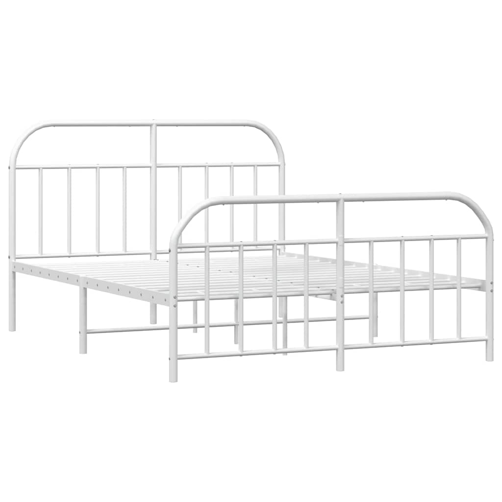 sengeramme med sengegavl og fodgærde 150x200 cm metal hvid